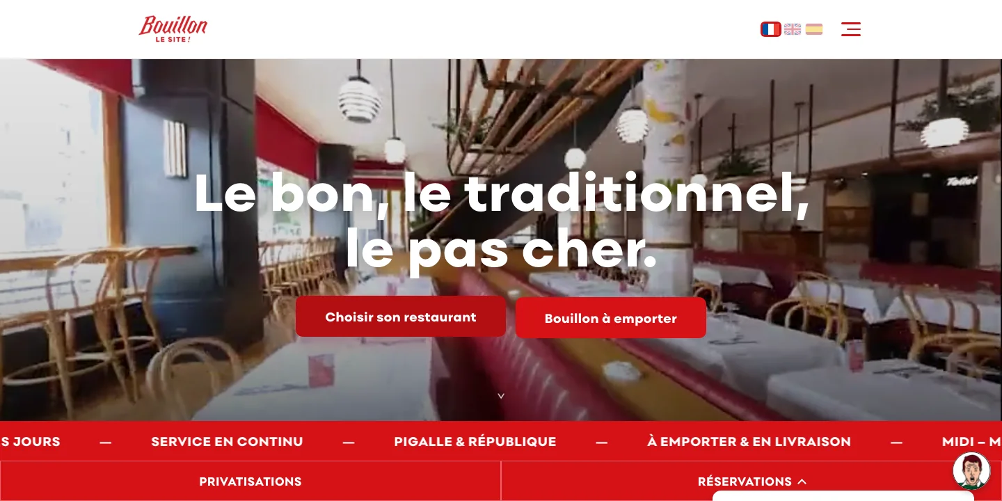 Exemple de site web : Le Bouillon · restaurants et vente à emporter