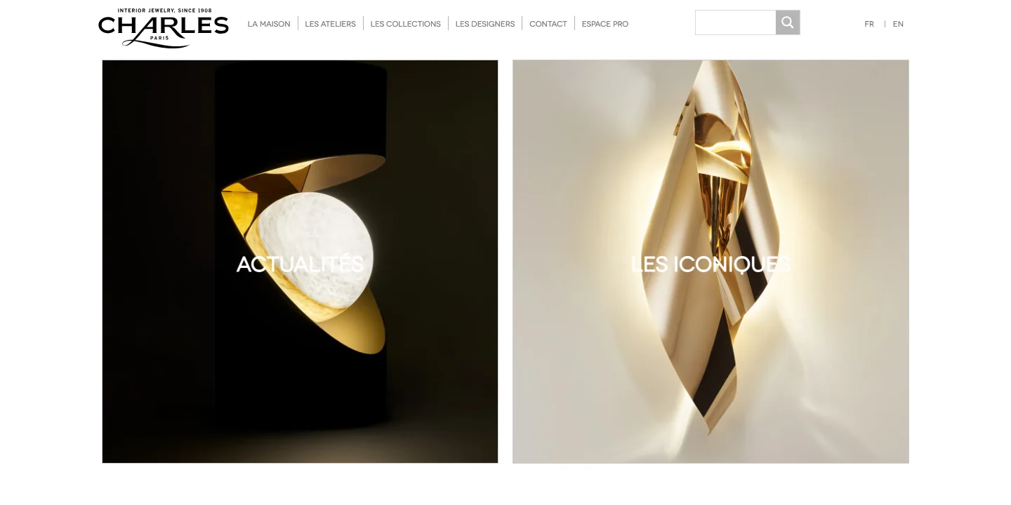 Exemple de site web : Charles · luminaires et bijoux d’intérieur