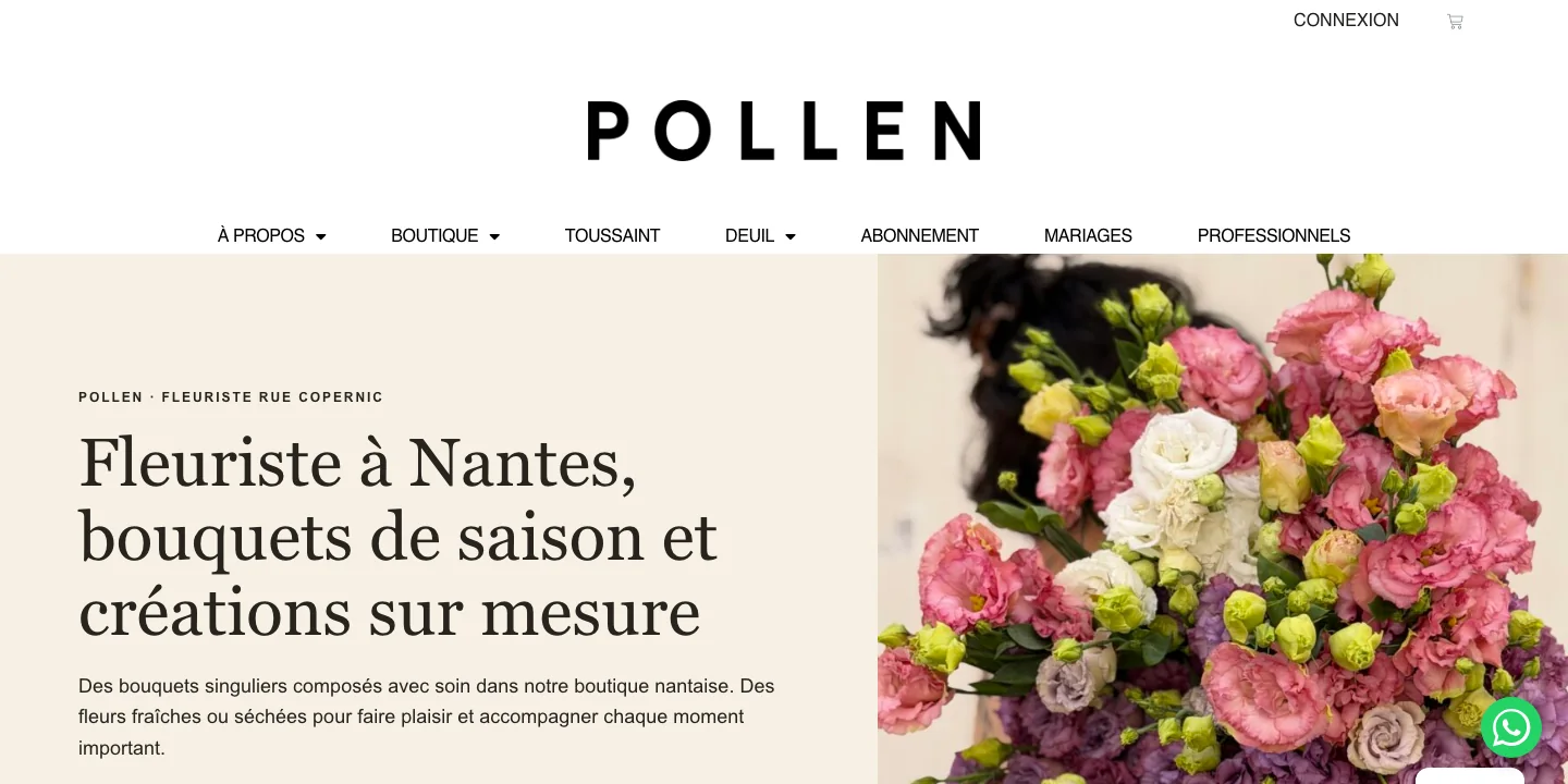 Exemple de site web : Pollen · fleuriste à Nantes